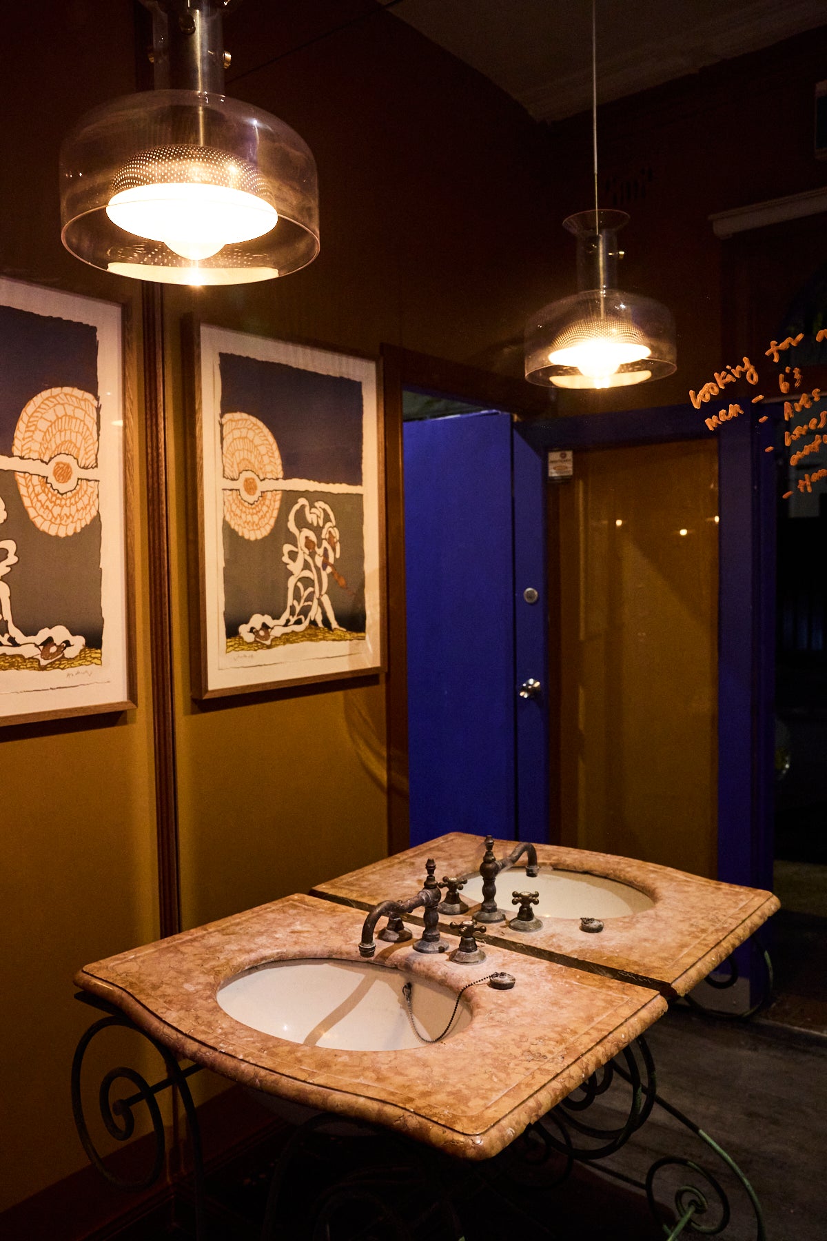 Marble Basin with Cast Iron Base
