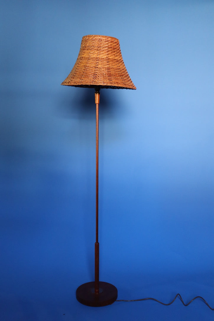 Copper  & Teak Floor  Lamp