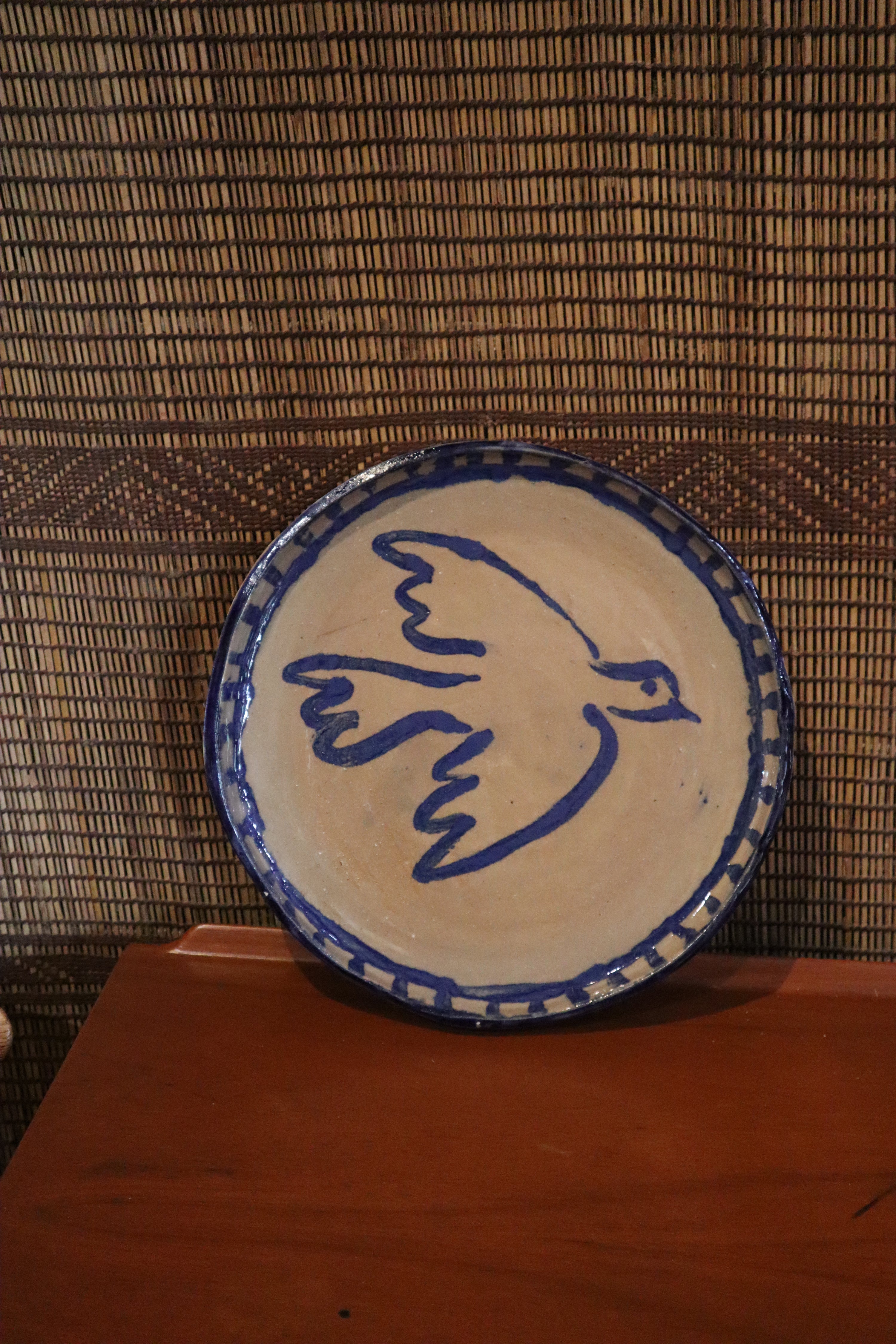 Large Ceramic Blue Serving Plate