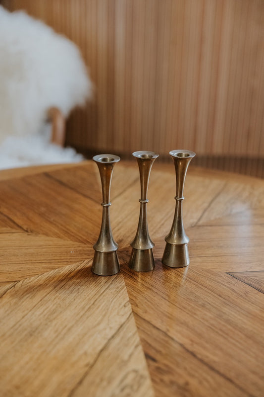 Set of 3 Brass Candleholders
