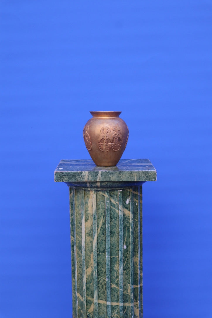 Gold Etched Glass Vase