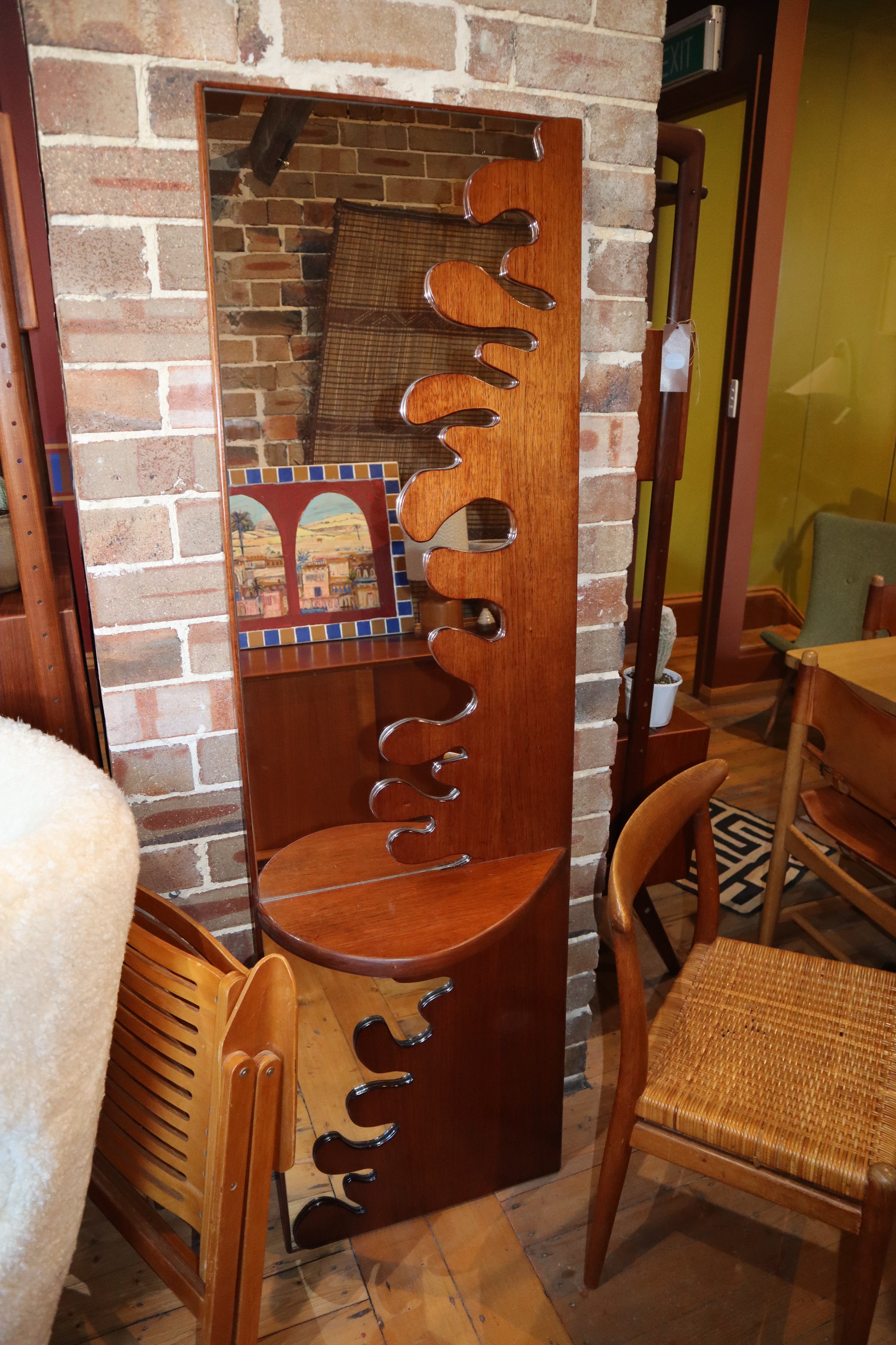 Ondulé Teak Floor Length Mirror