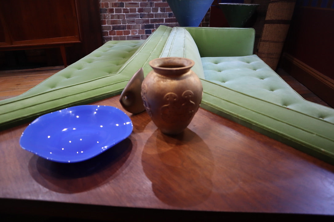 Green Velvet & Walnut Large Modular Sofa | Bertha Schaefer