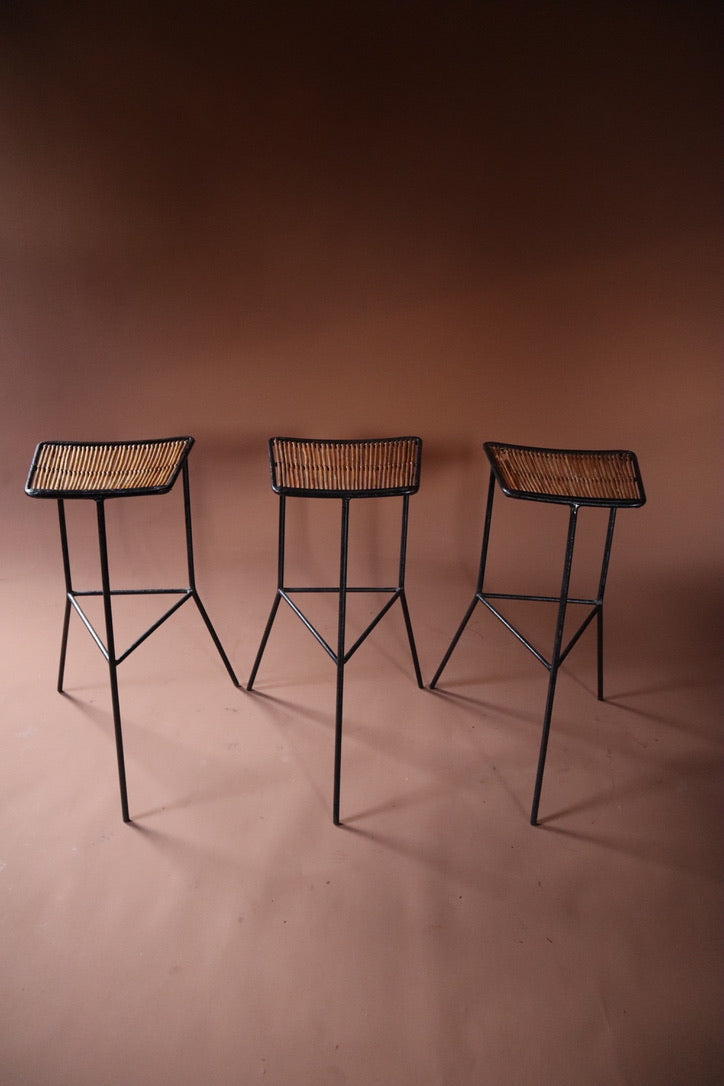 Rattan & Iron Bar Stools