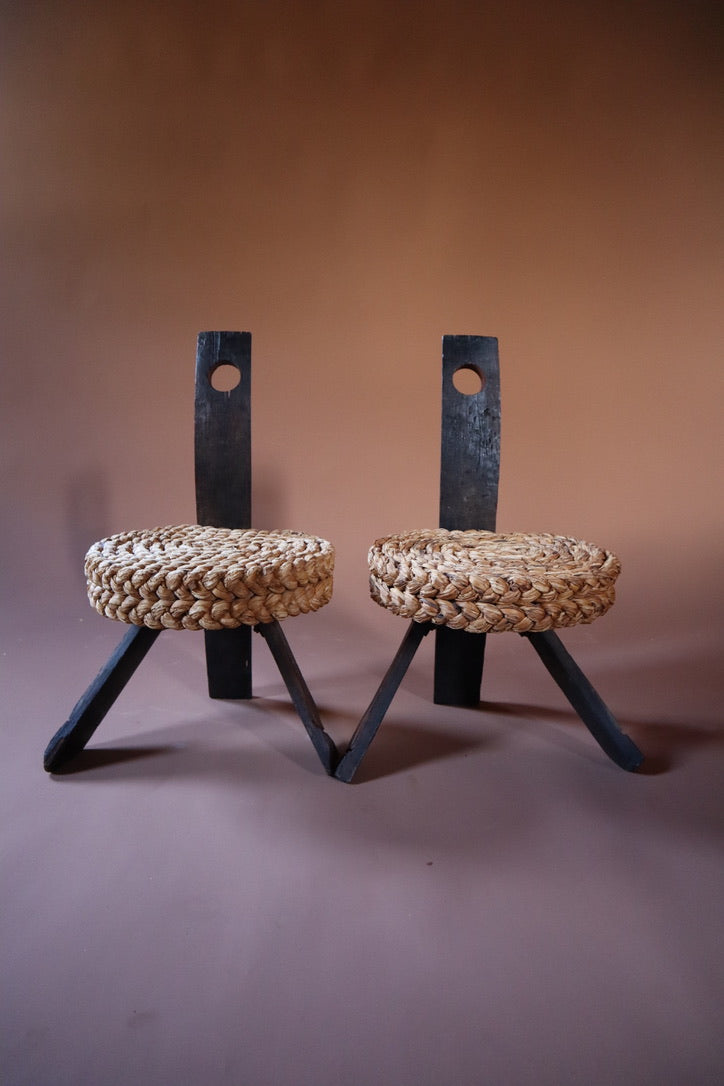 Tripod Rope Chair, Stool & Table set by Adrien Audoux & Frida Minet