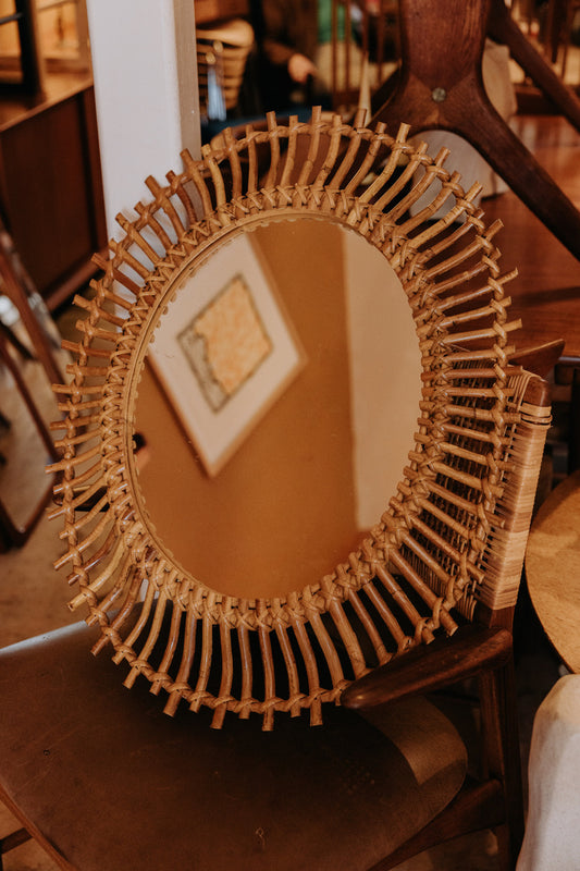 Large Cane Oval  Mirror