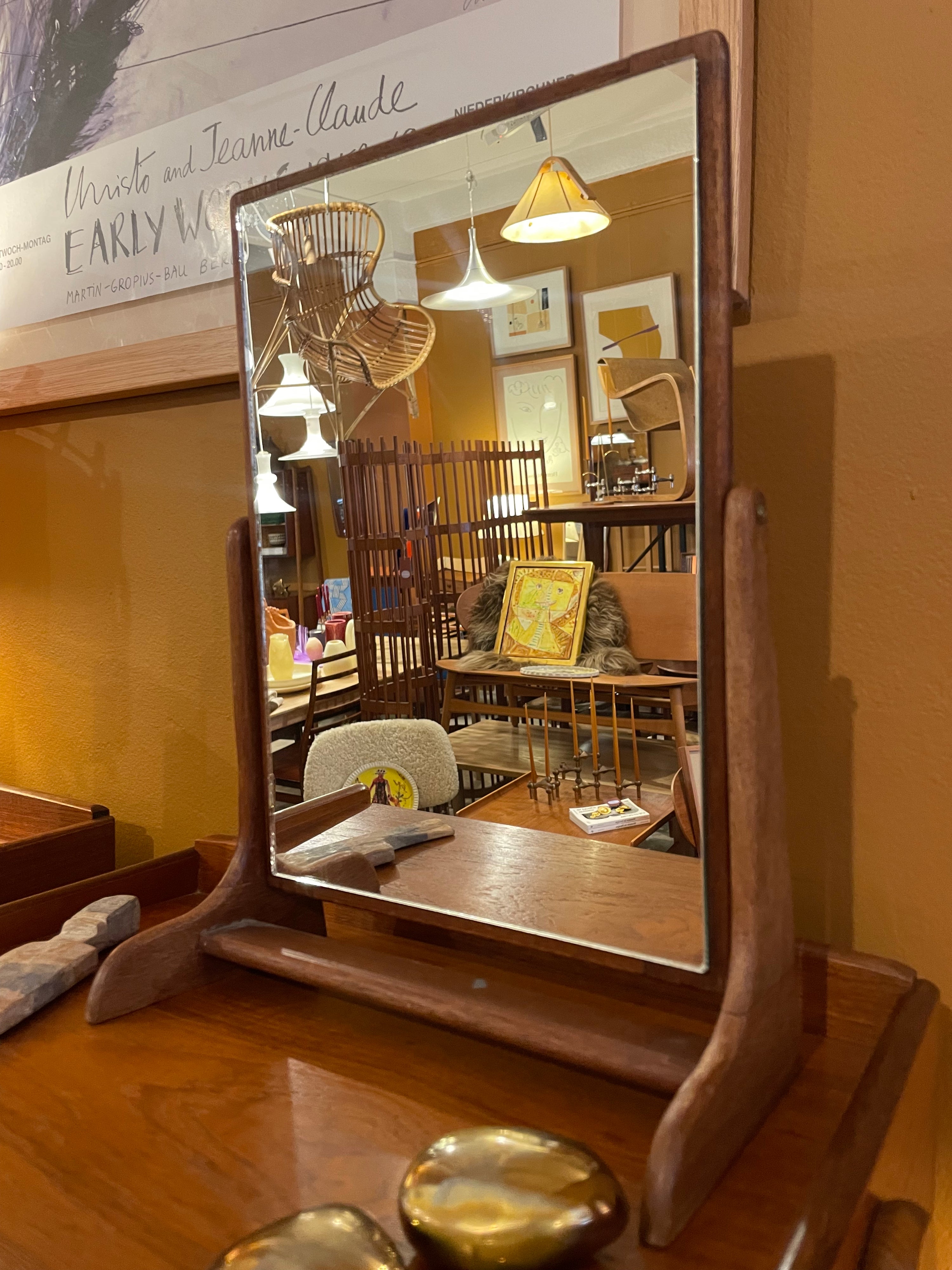 Small Teak Bedside Mirror