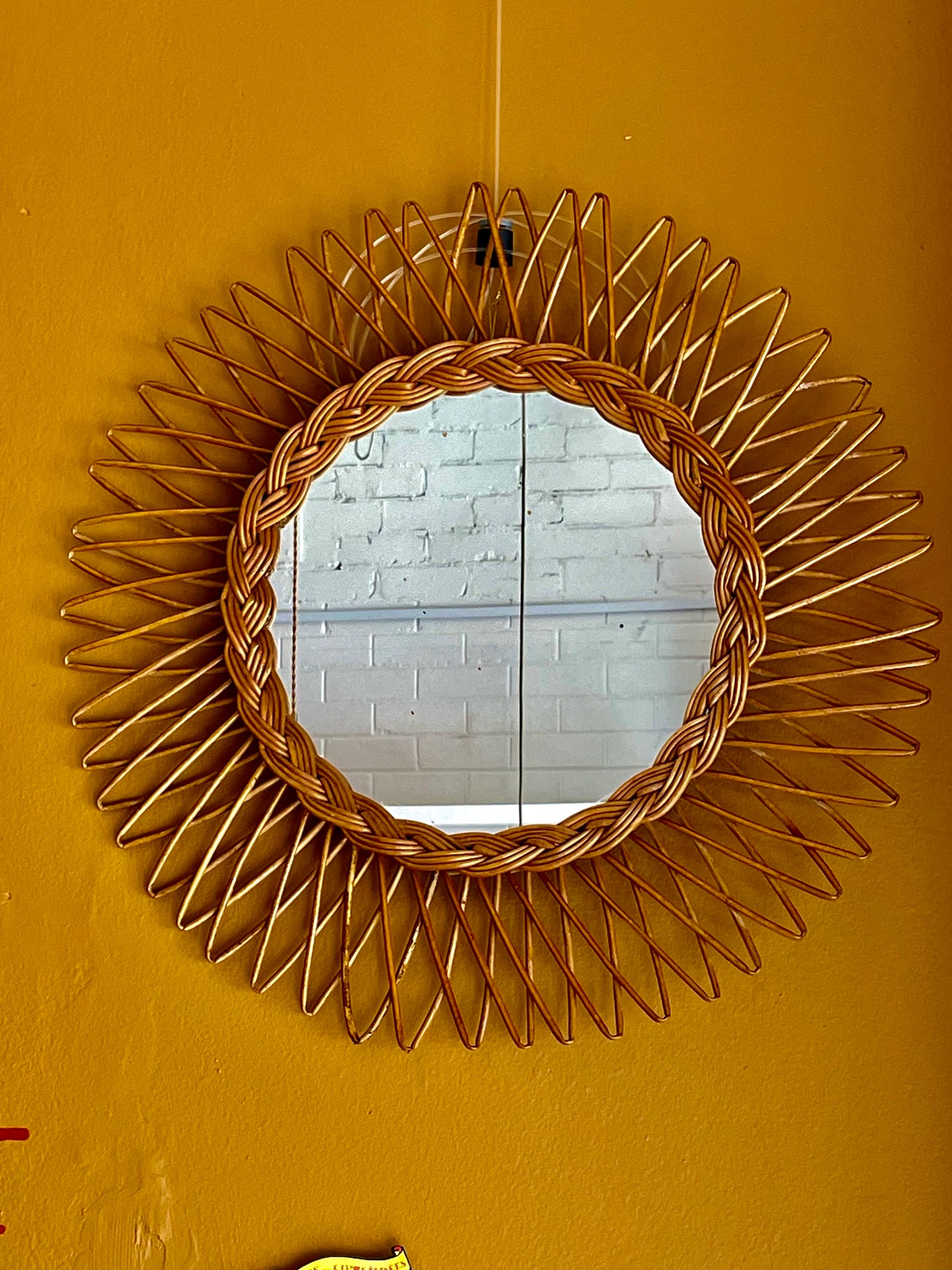 Round Cane Mirror