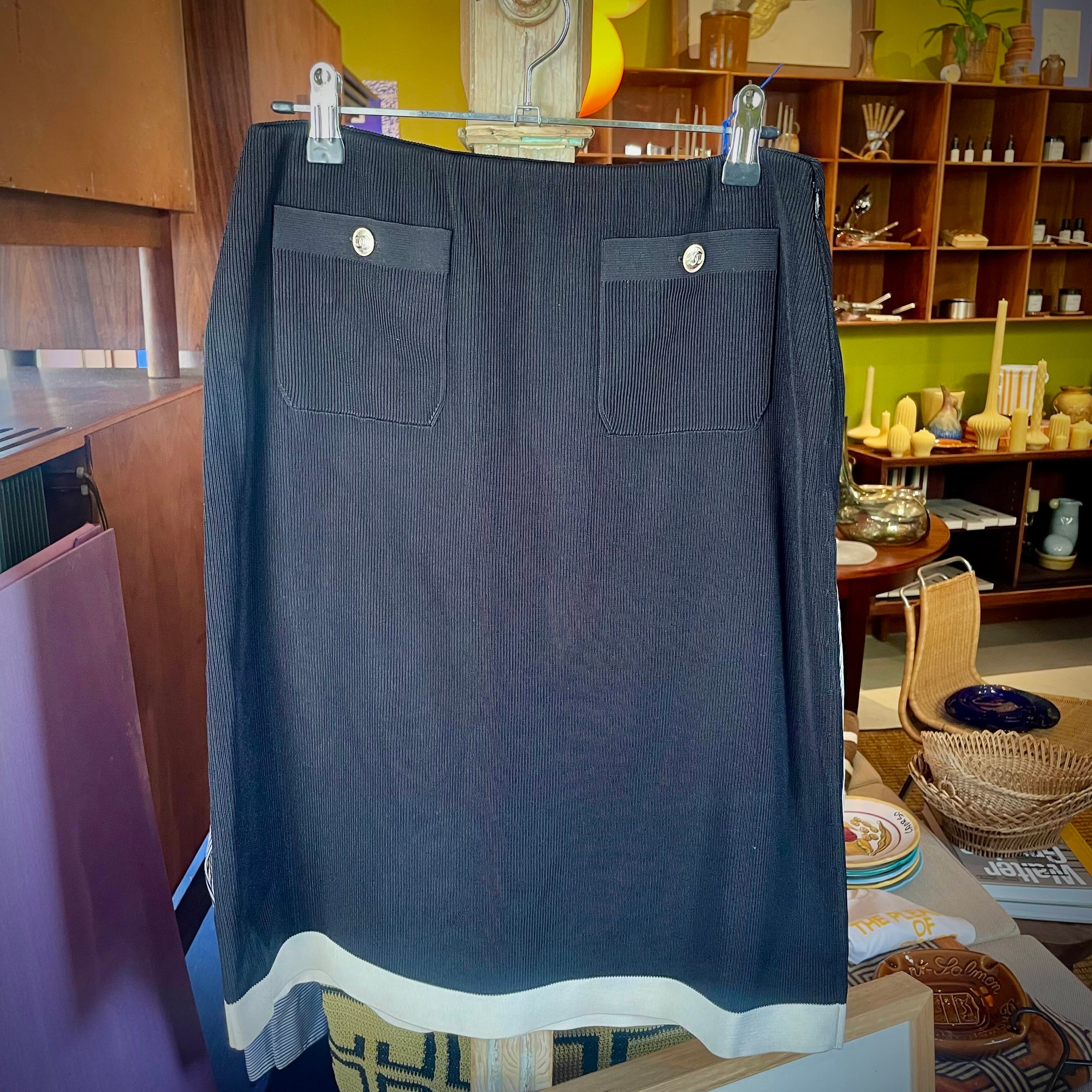 Chanel Black Skirt with White Trim