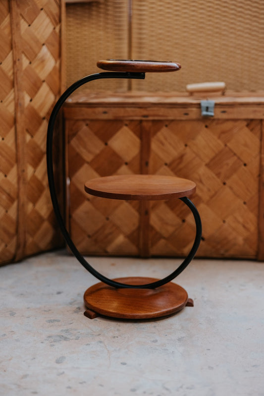 Teak & Metal Freestanding Plant Stand