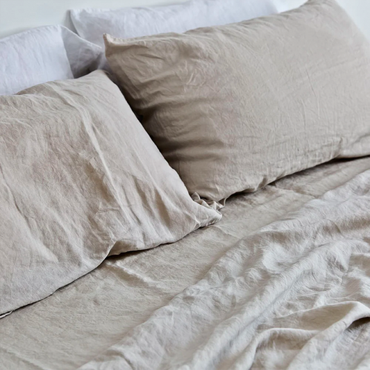 IN BED| 100% Linen Flat Sheet | Dove Grey
