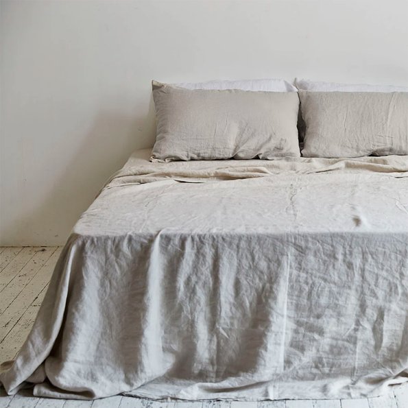 100% Linen Flat Sheet | Dove Grey