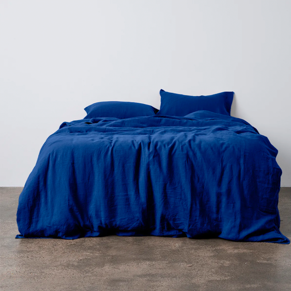 IN BED| 100% Linen Duvet Cover | Cobalt