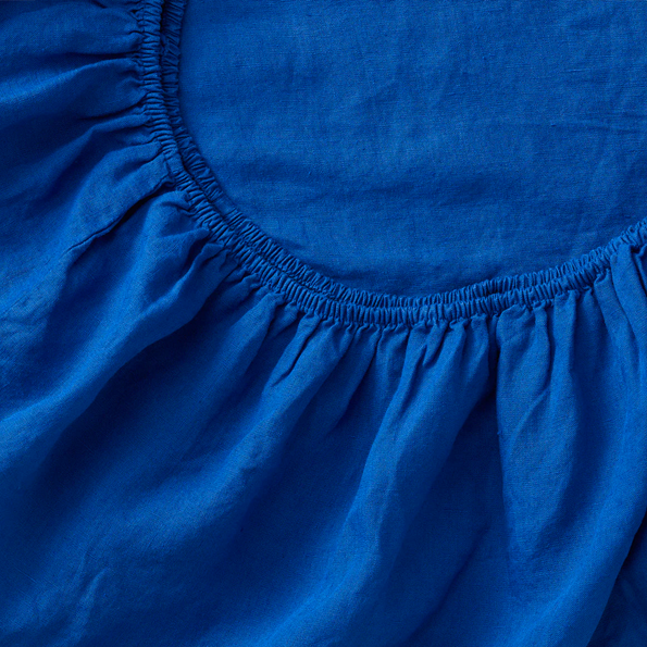 100% Linen Fitted Sheet | Cobalt