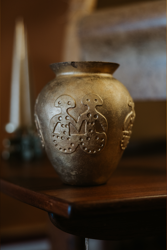 Gold Etched Glass Vase