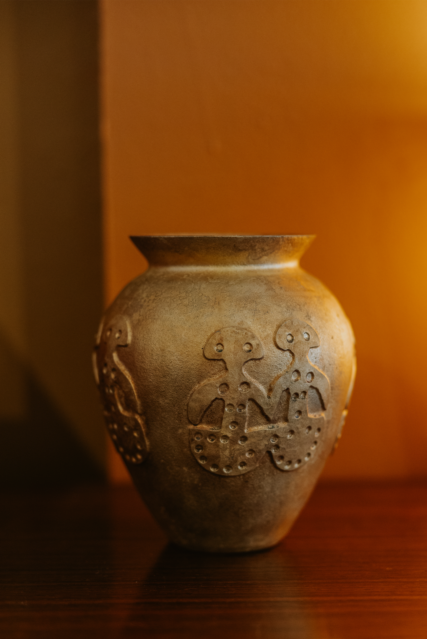Gold Etched Glass Vase