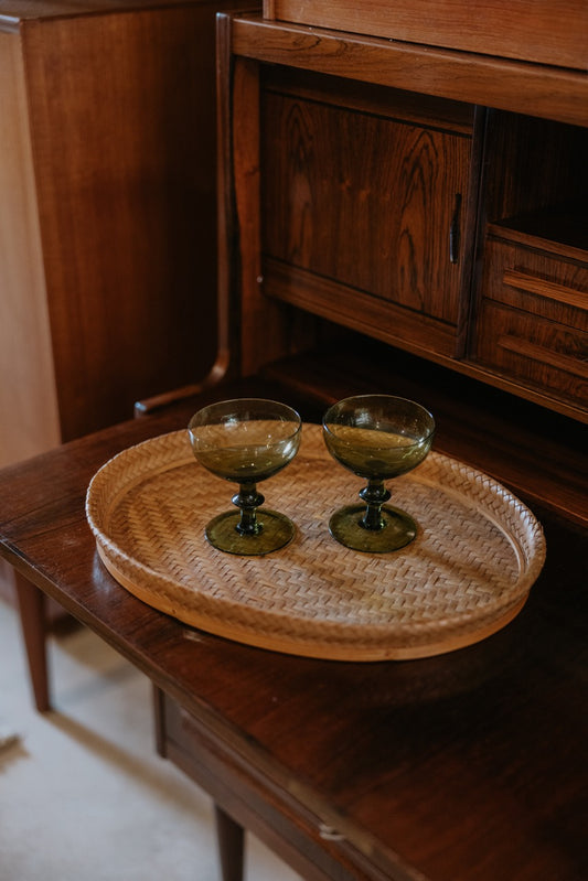 French Green Glass Coupé Glasses