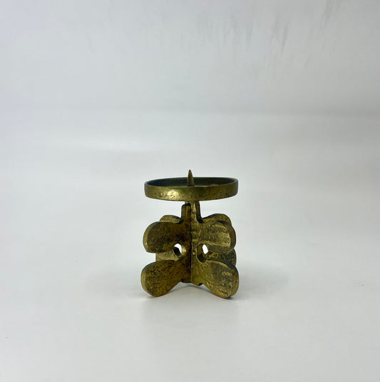 Guiseppe Gallo Brutalist Brass Candle Holders
