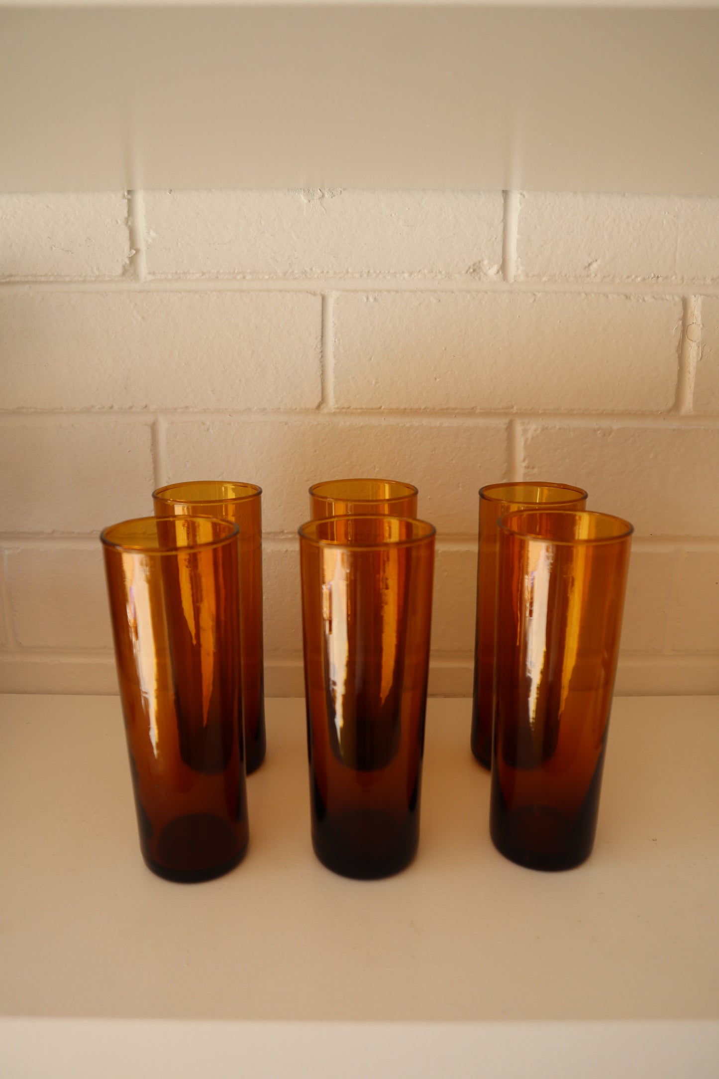 Set of French Amber Tall Glasses