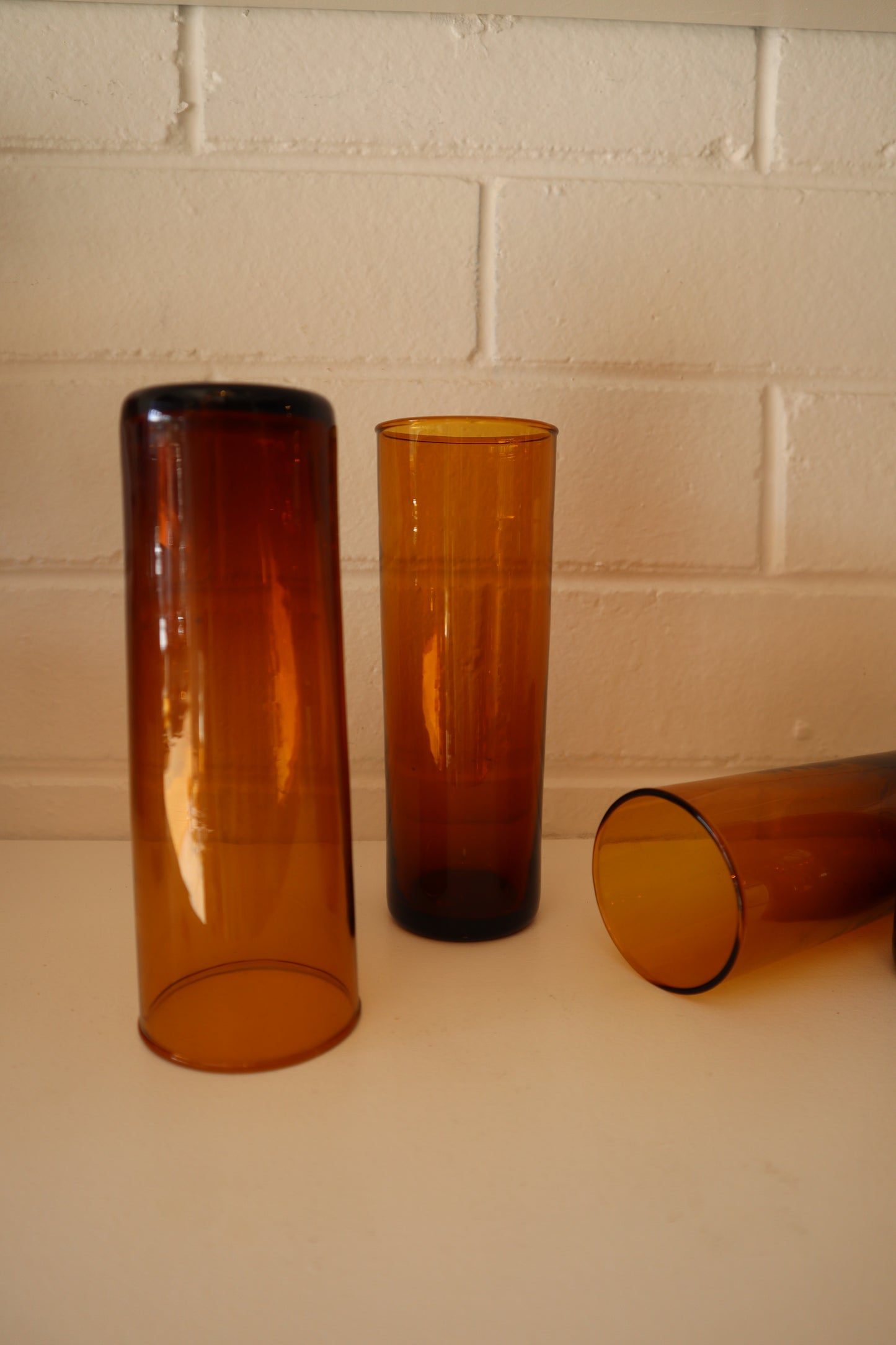 Set of French Amber Tall Glasses