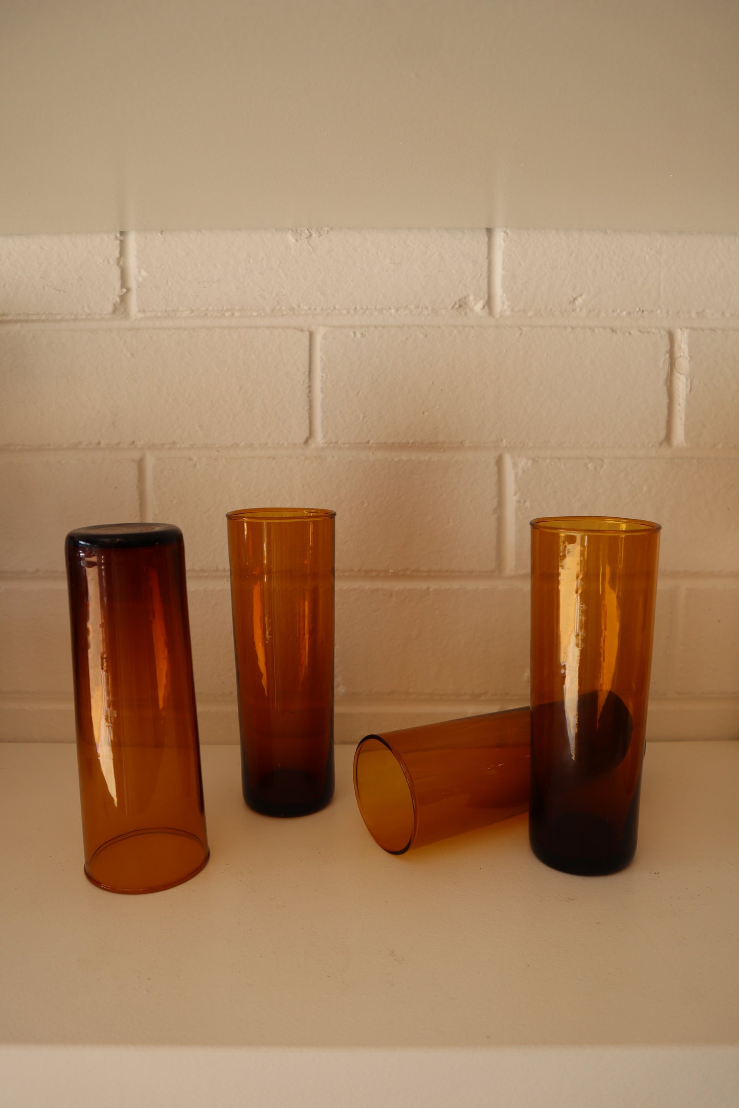 Set of French Amber Tall Glasses