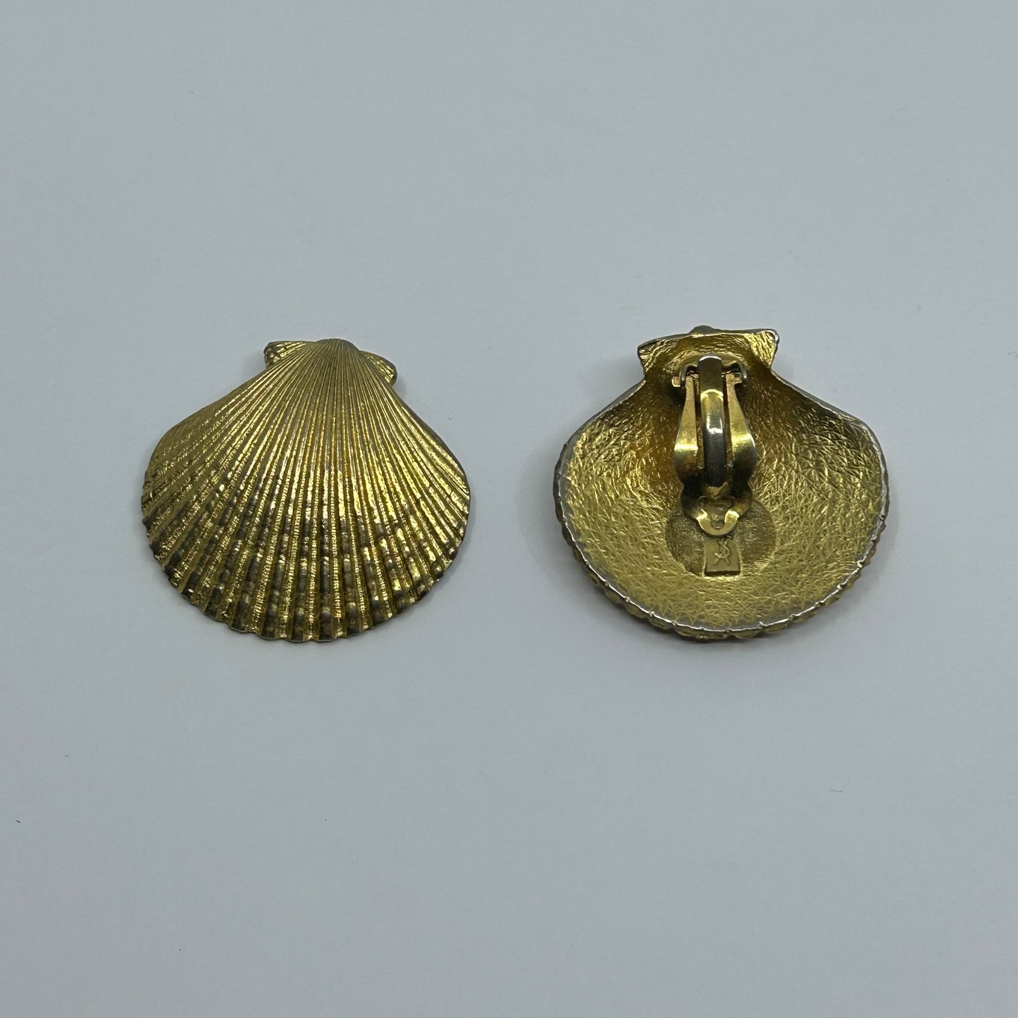 'YSL' Golden Shell Earrings