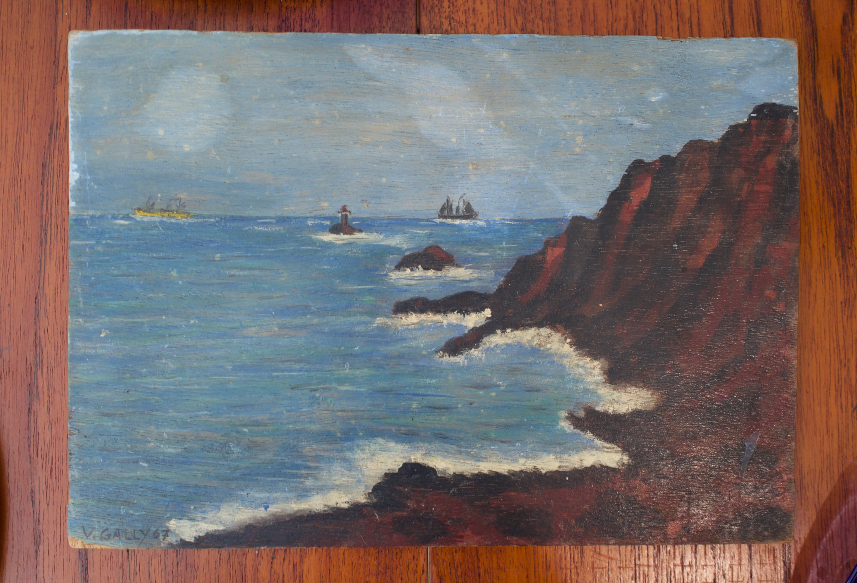 V. Gally Oil on Board Seascape