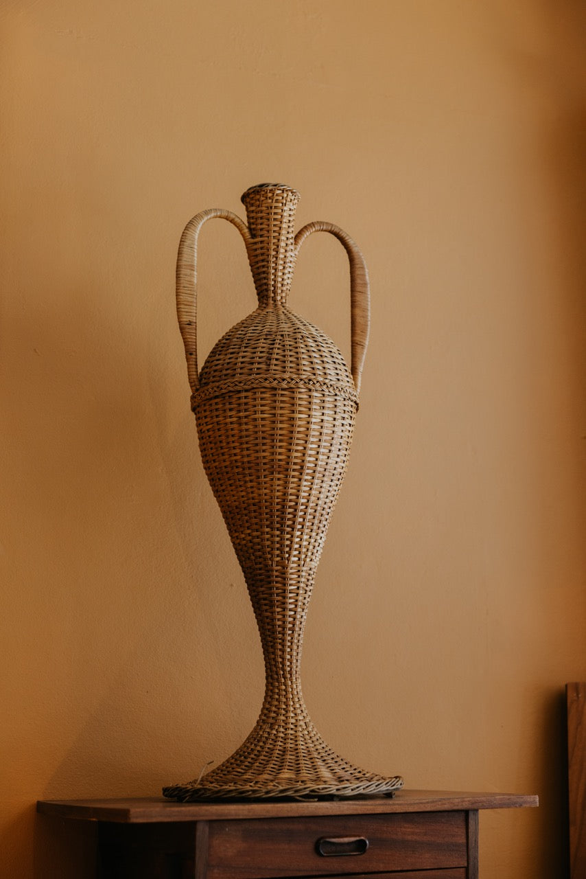 Slender French Rattan Urn