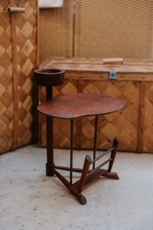 Small Teak Side Table With Magazine Holder