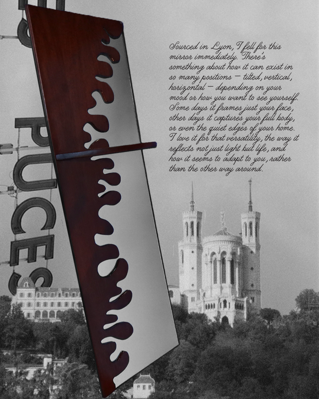 Ondulé Teak Floor Length Mirror