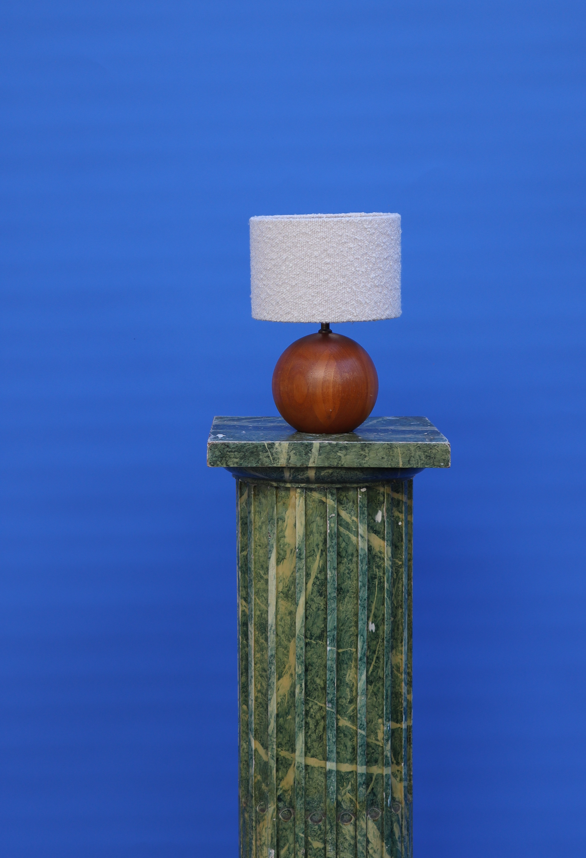 Dyrlund Danish Teak Ball Lamp with Boucle Shade