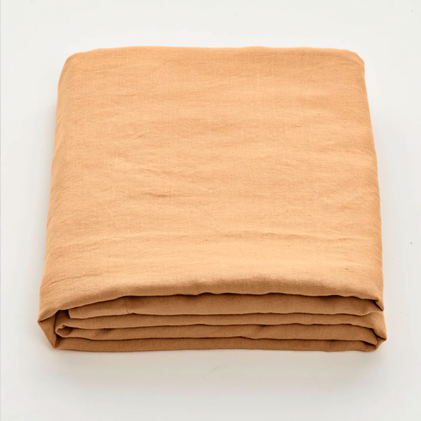 IN BED| 100% Linen Flat Sheet | Tan