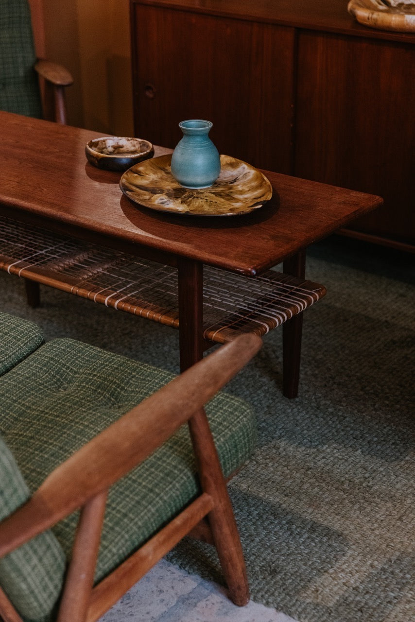 Teak & Rattan Coffee Table