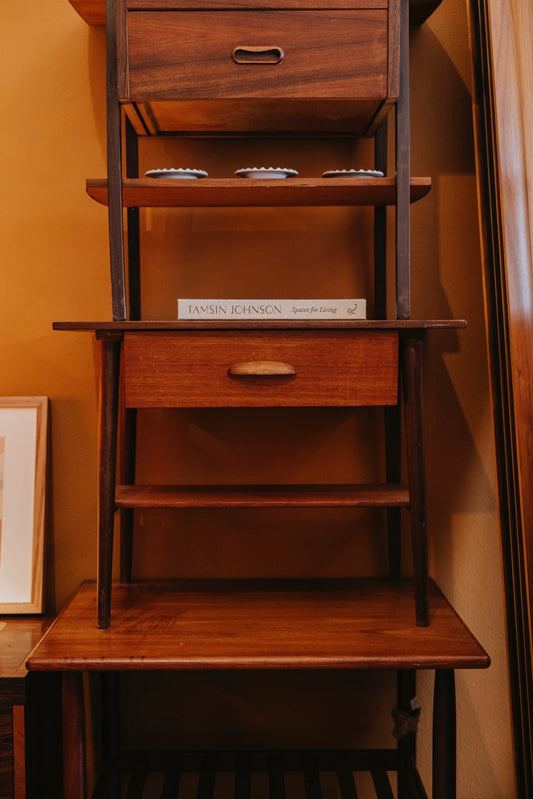 Teak Sidetable With Shelf and Drawer