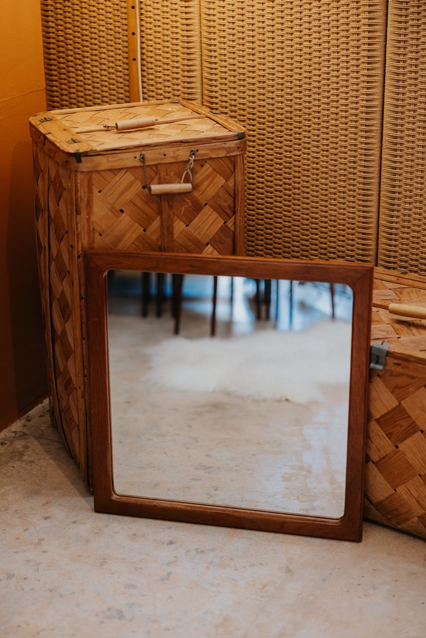 Square Solid Teak Mirror