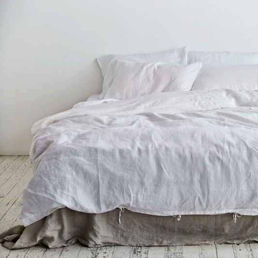 IN BED| 100% Linen Duvet Cover | White
