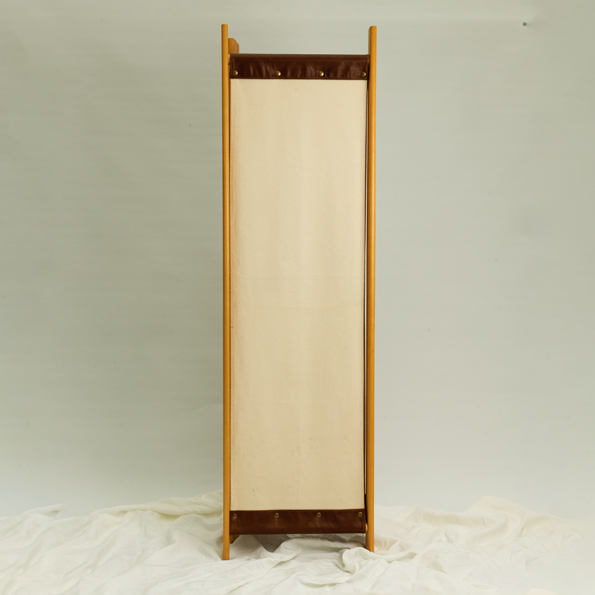 White Linen and Leather Folding Screen