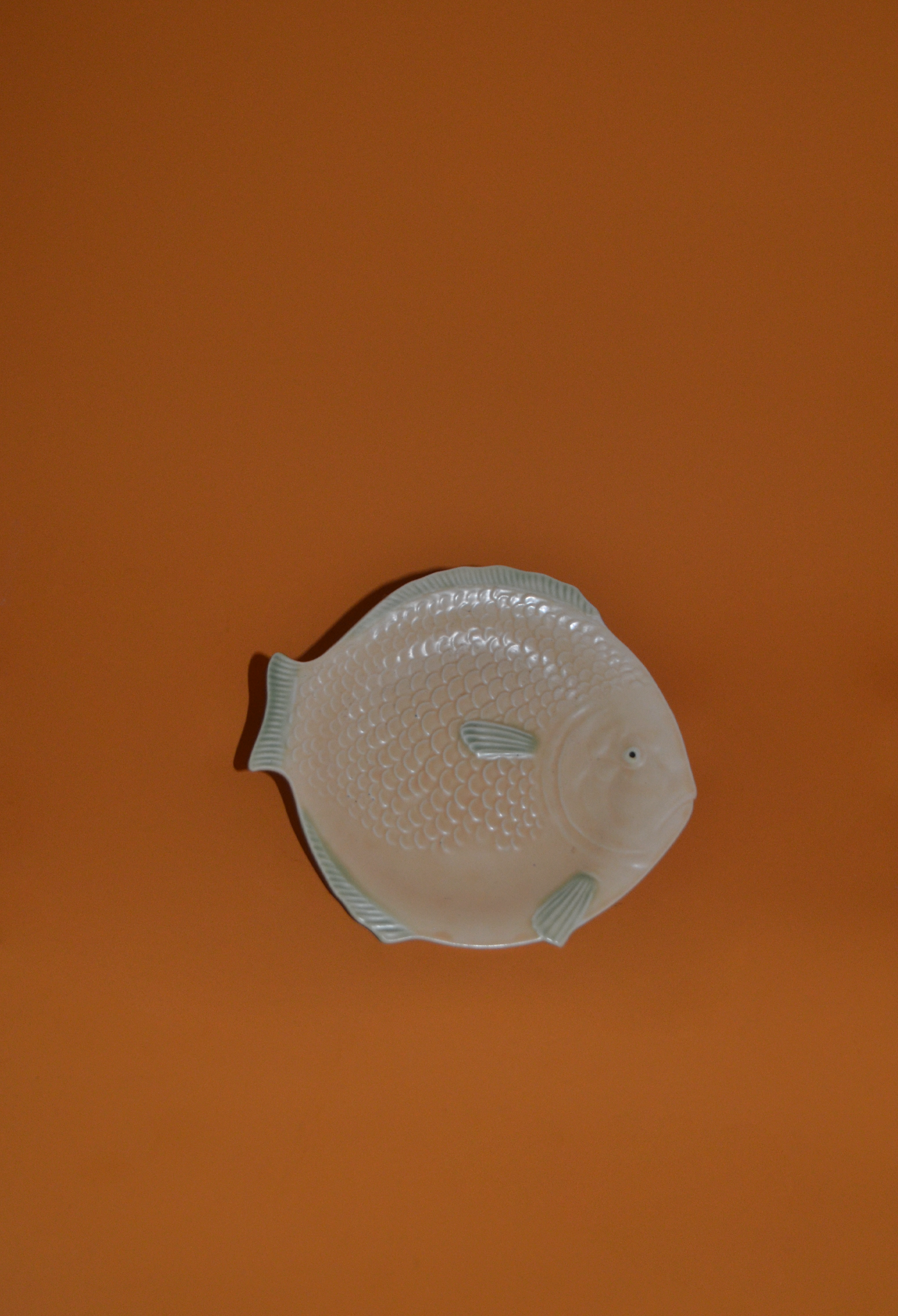 Small Art Deco Matte Yellow Fish Plates