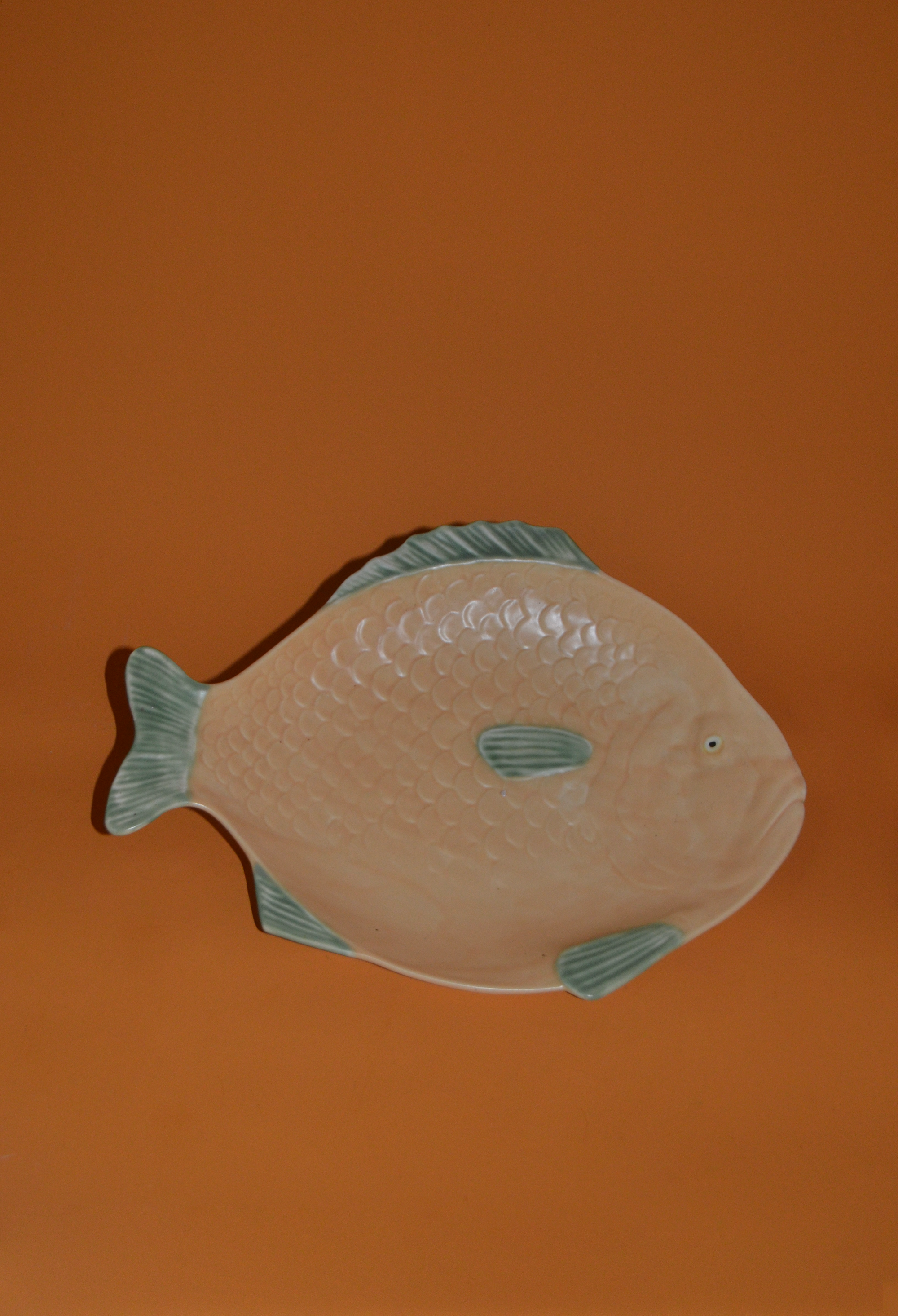 Large Art Deco Matte Yellow Fish Platter