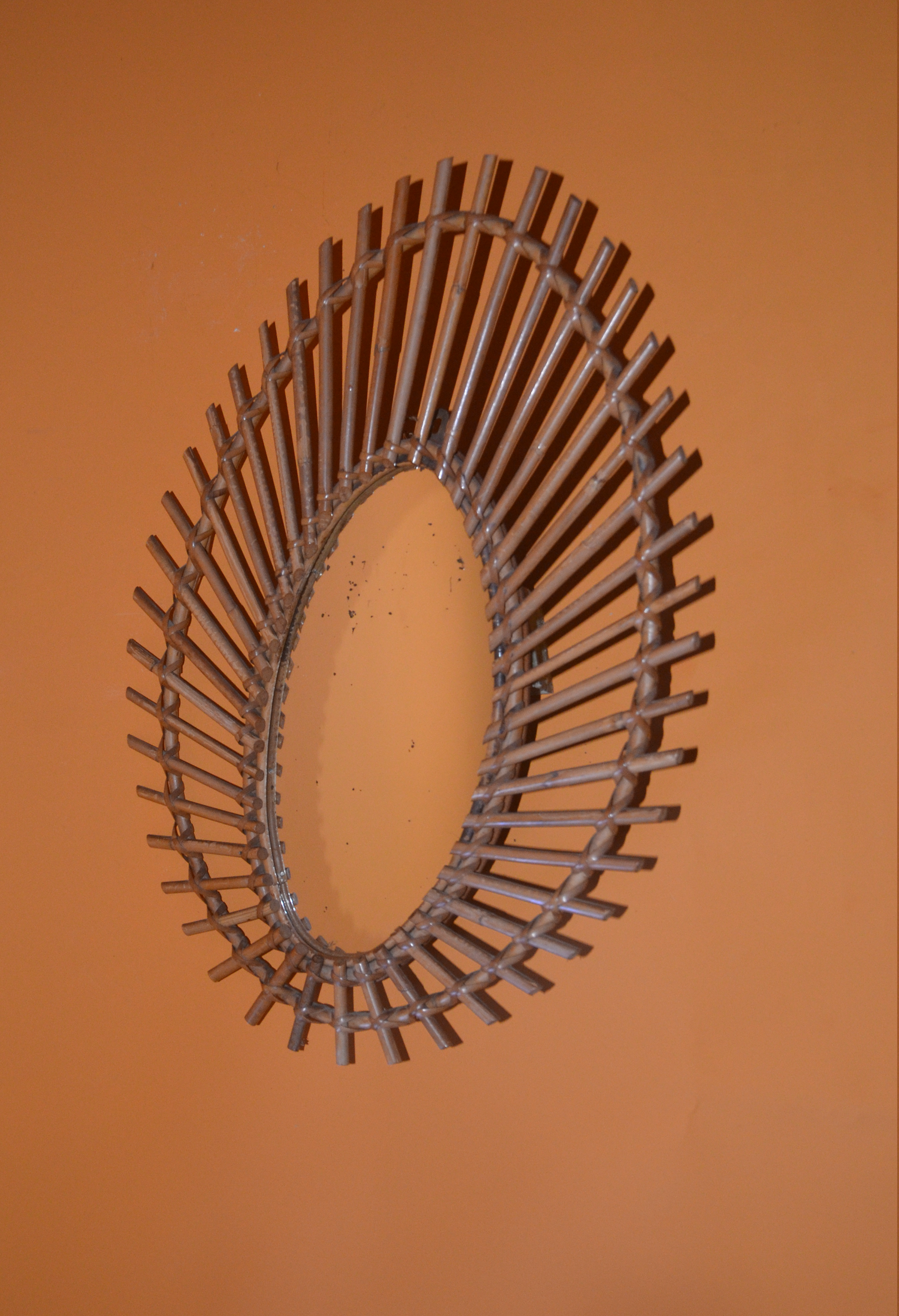 French Oval Cane Mirror