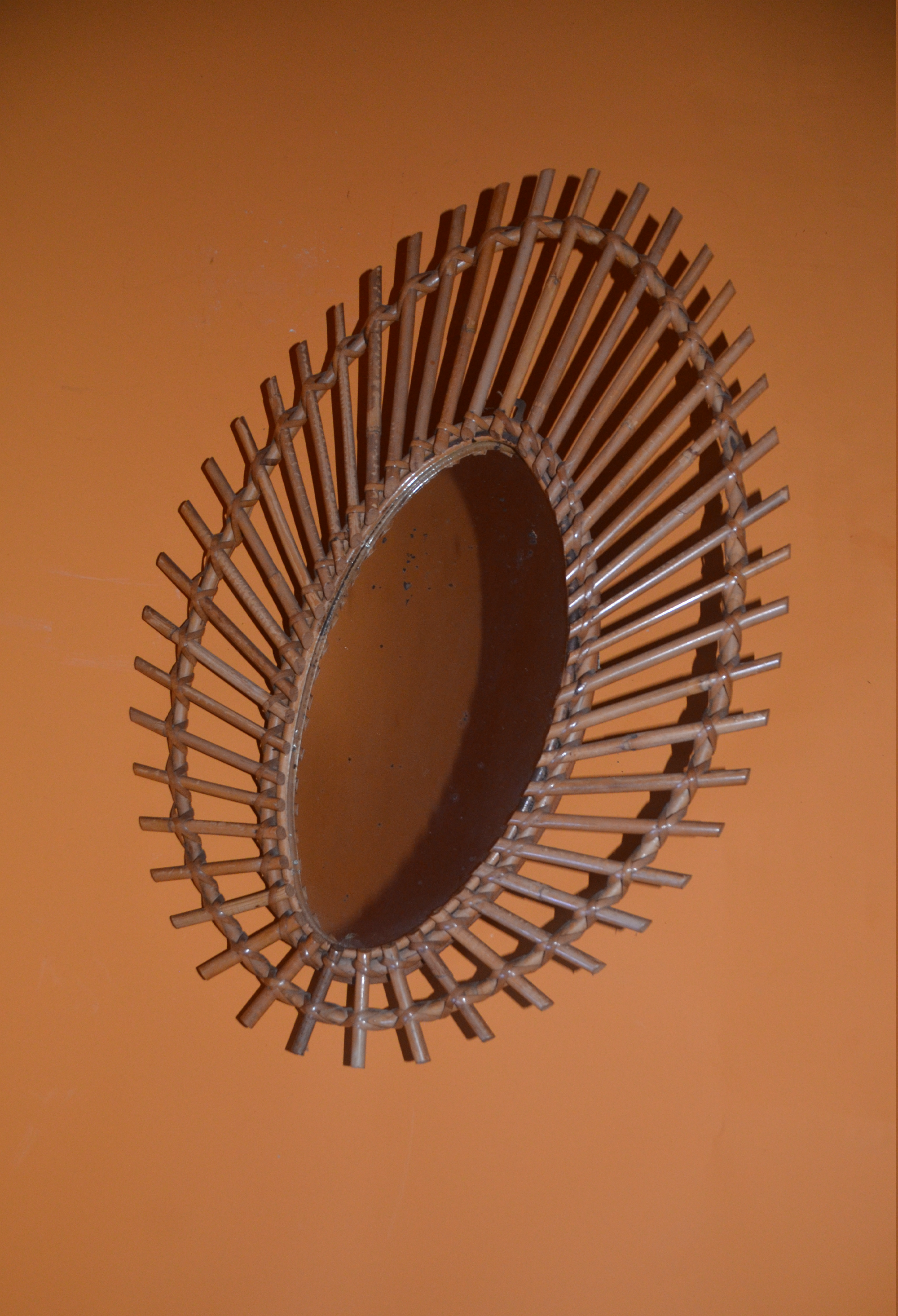 French Oval Cane Mirror