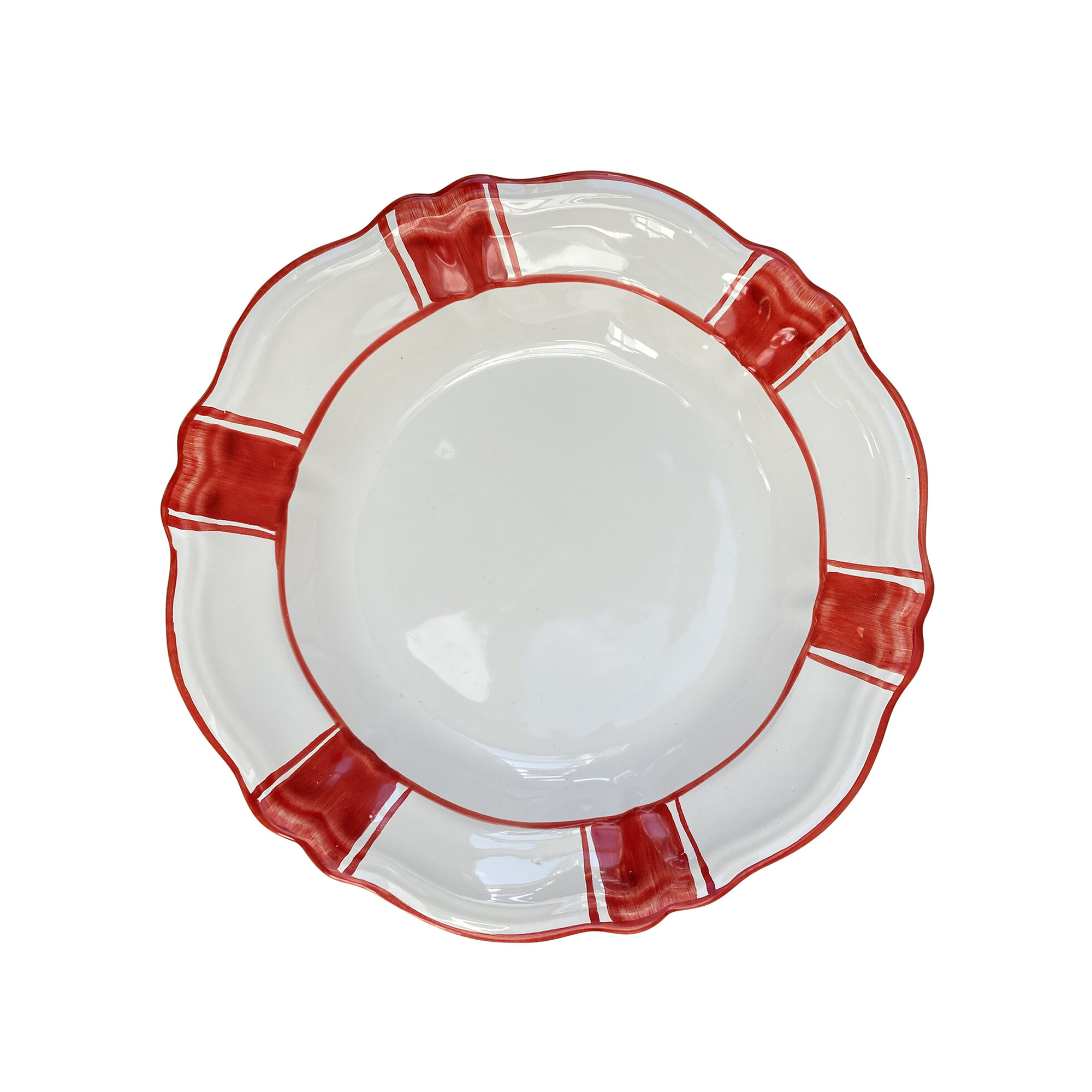 Parasol Ceramic Pasta Bowl | Red Stripe