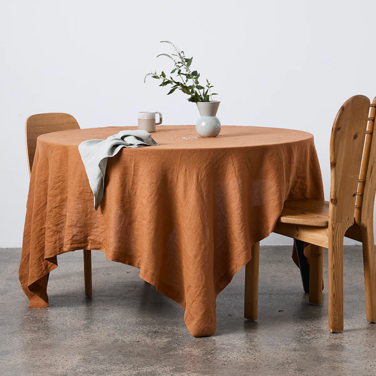 IN BED | 100% Linen Table Cloth | Toffee