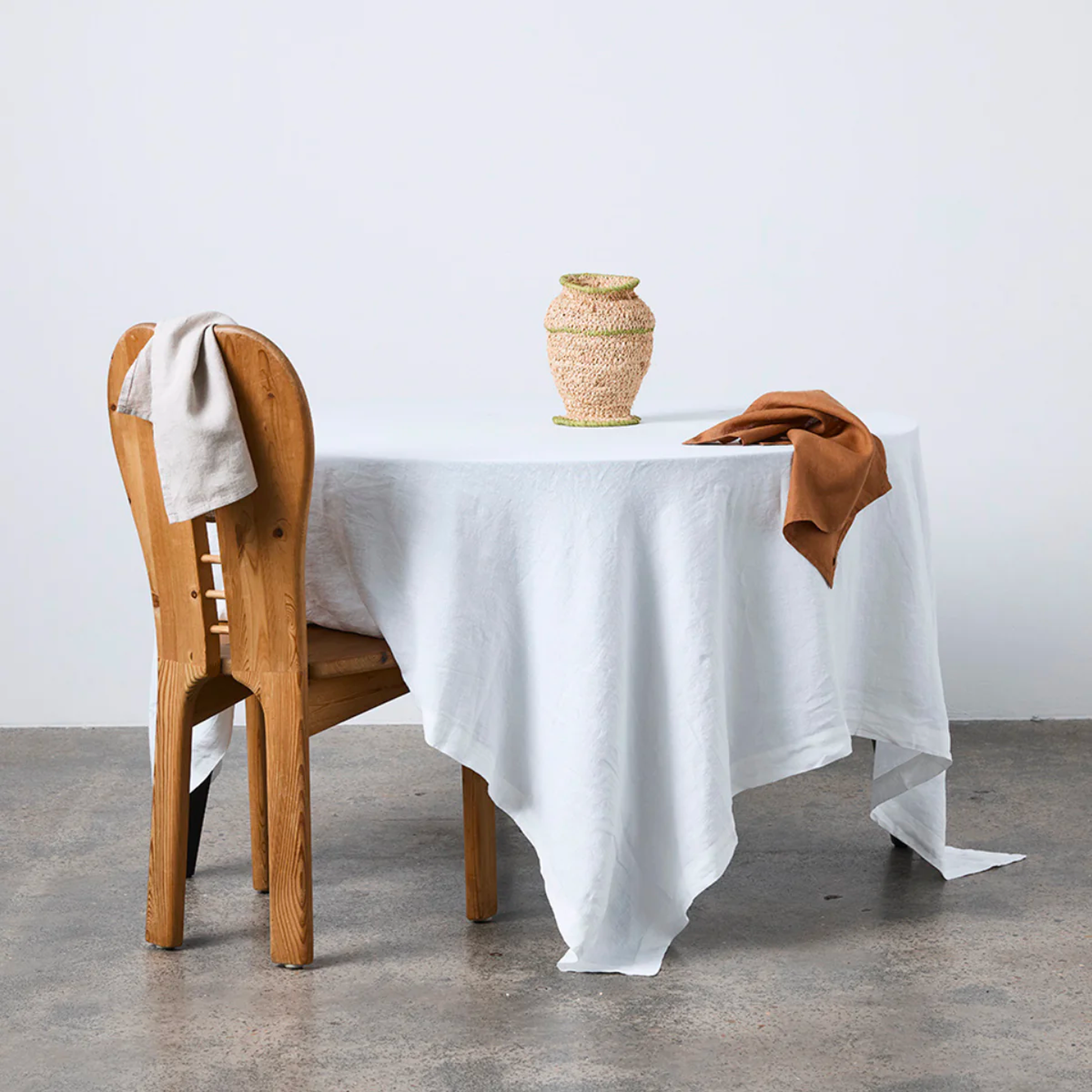 100% Linen Table Cloth | White