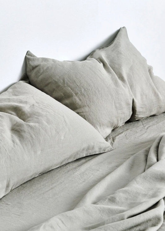 IN BED| 100% Linen Flat Sheet | Stone