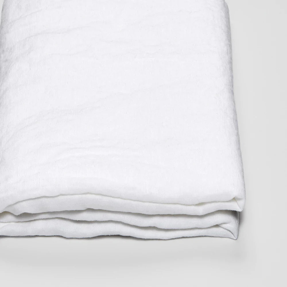 IN BED| 100% Linen Flat Sheet | White