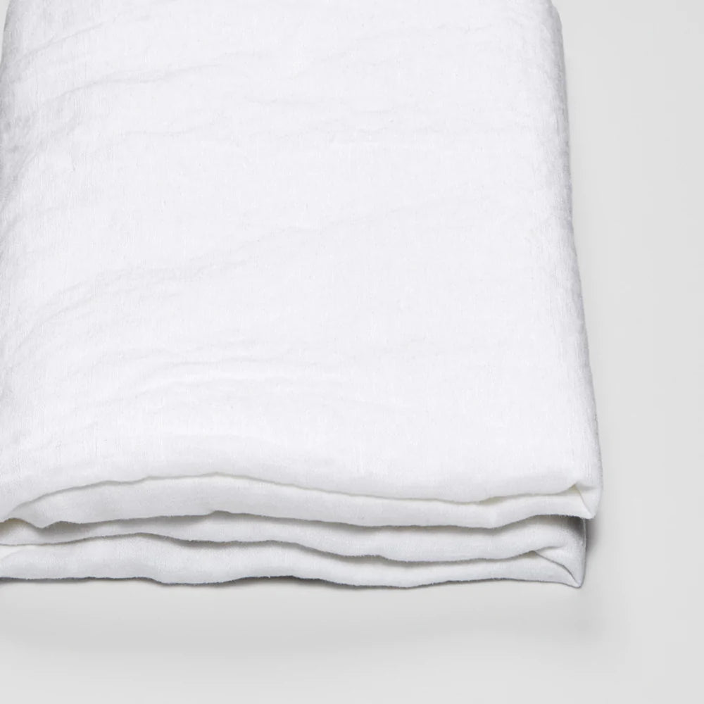IN BED| 100% Linen Fitted Sheet | White